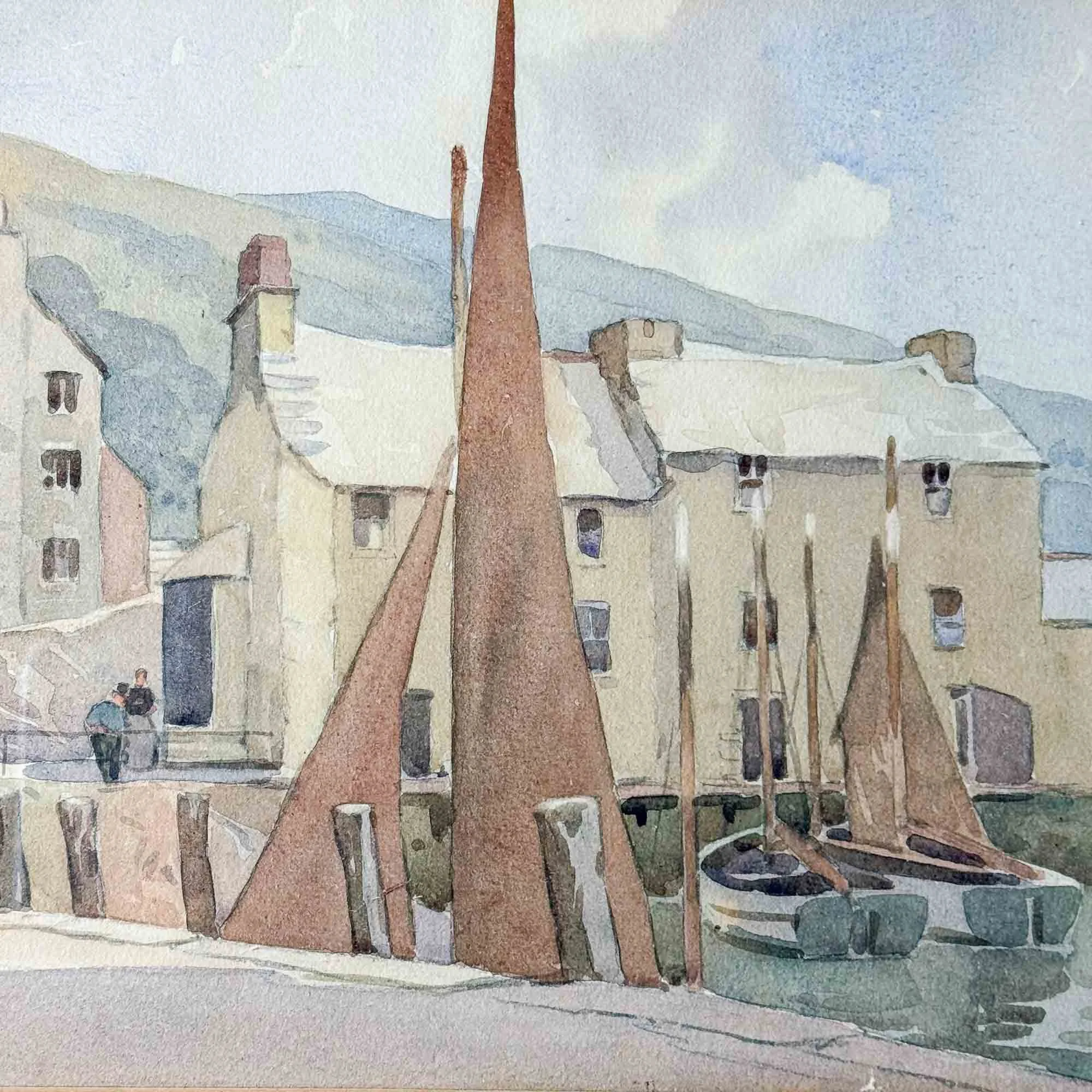 lewis mortimer polperro harbour watercolour