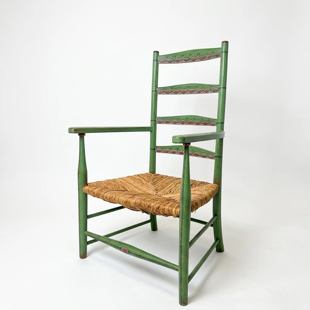 decorative painted folk art style ladder back chair