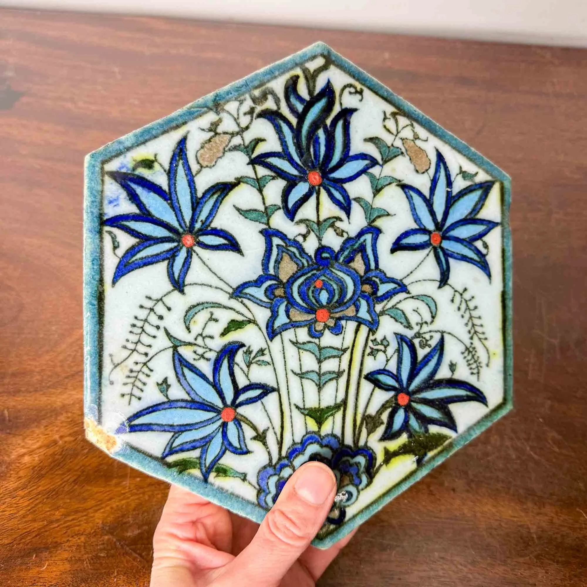 antique iznik hexagonal tile
