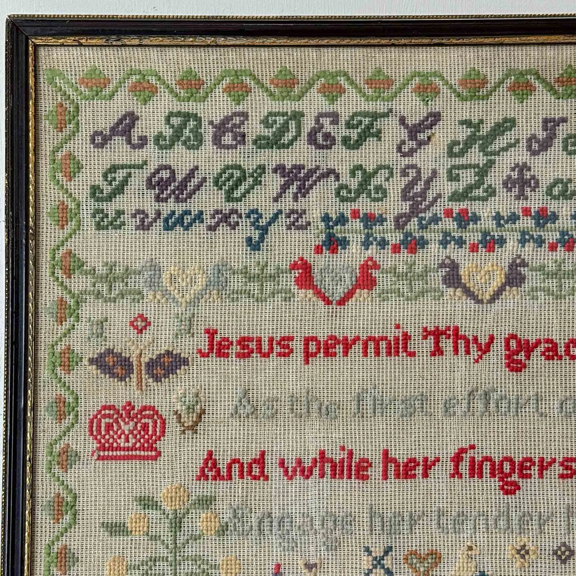 Pair of 19th Century Embroidered Samplers