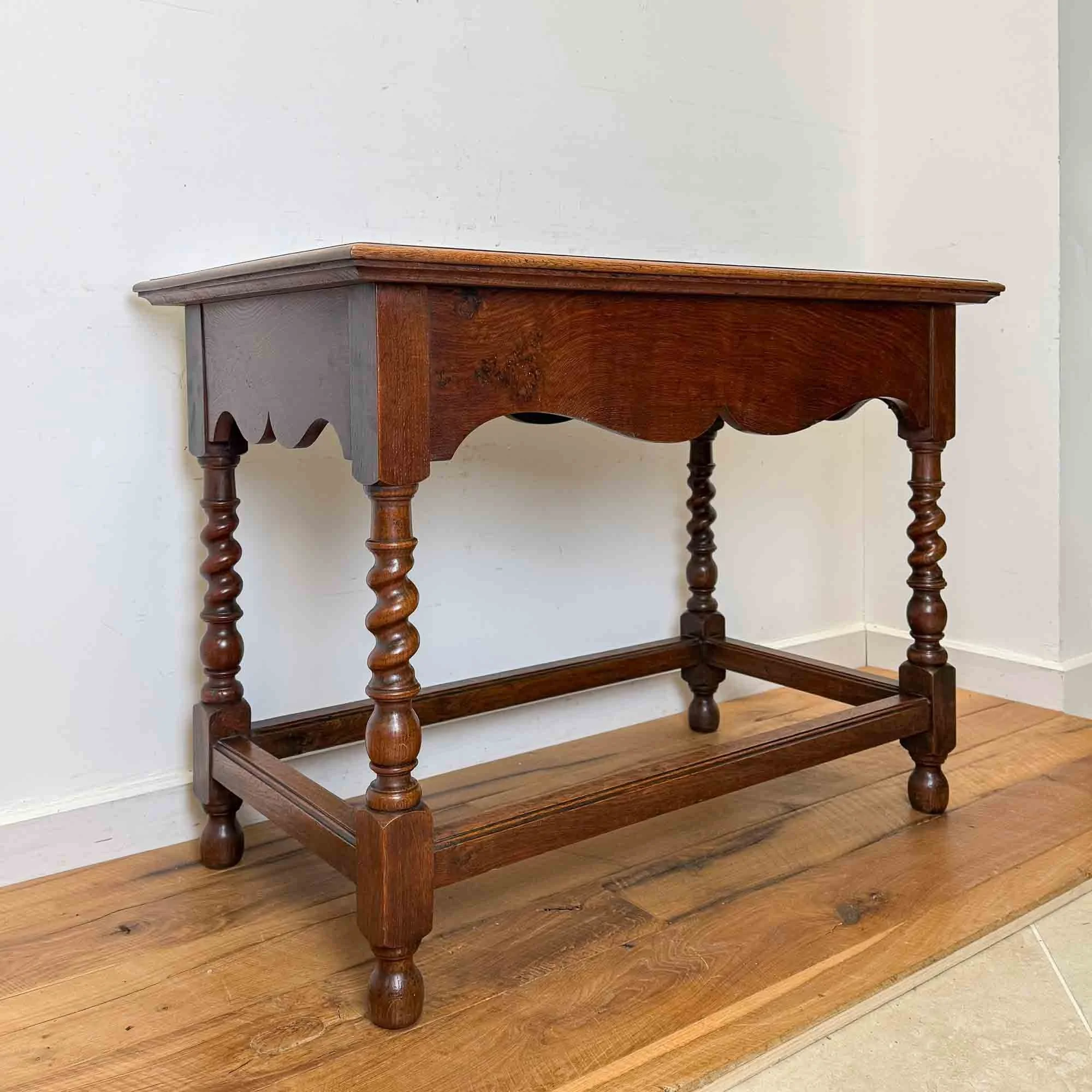 antique oak side table barley twist legs