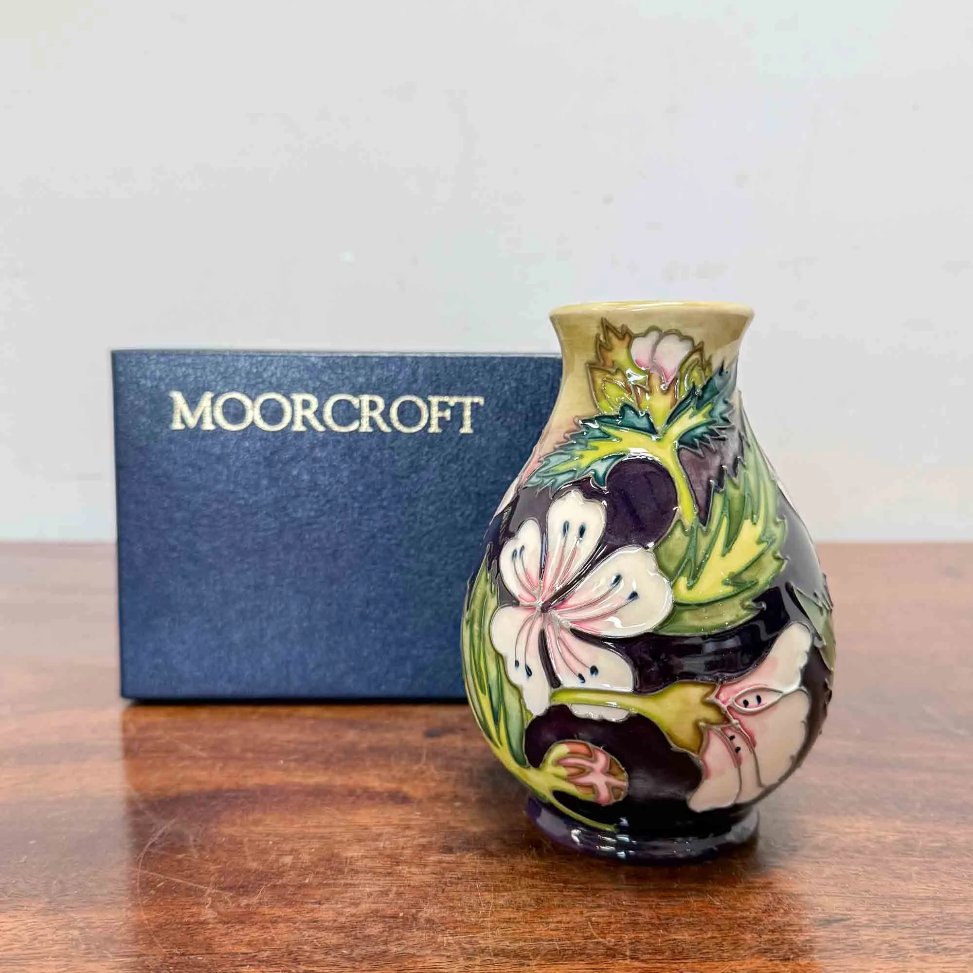 Moorcroft 'Mallow' Pattern Vase, Designed by Philip Gibson