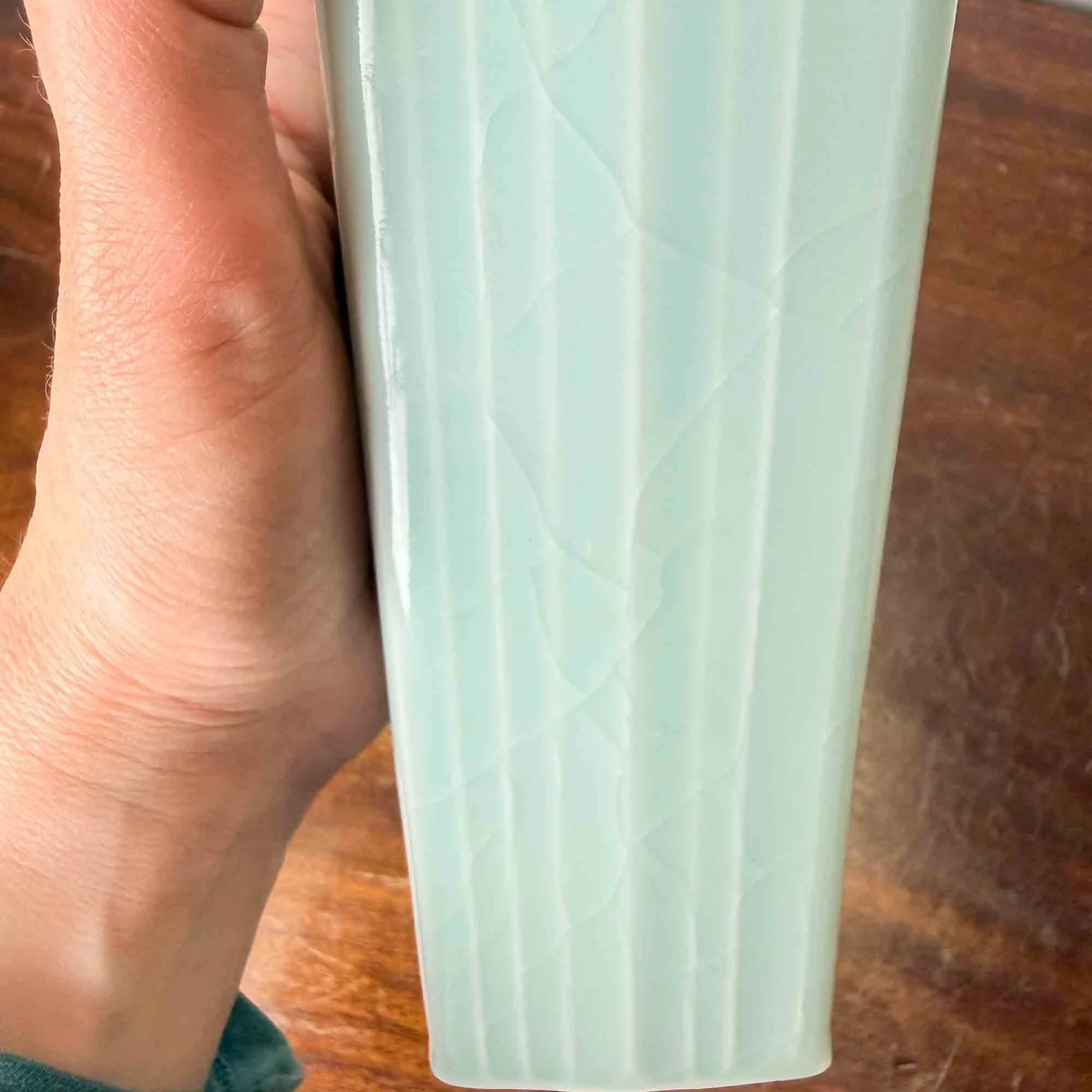 Kevin de Choisy celadon square porcelain vases.jpg