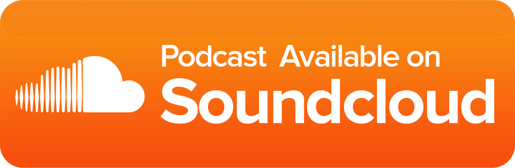 Orange rectangular button with the SoundCloud logo and the text 'Podcast Available on Soundcloud' in white.