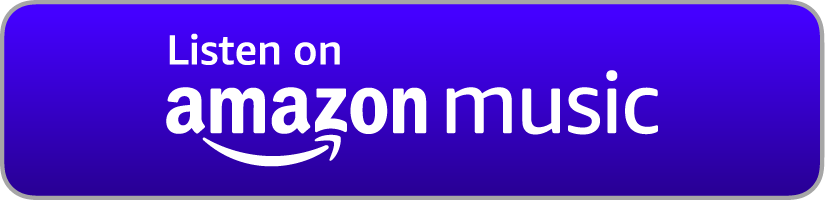 Amazon Music logo with text 'Listen on amazon music' on a blue background.