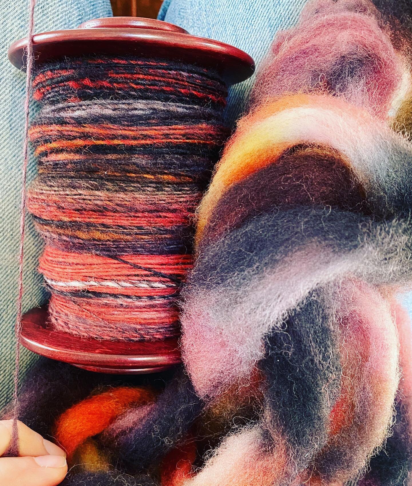 Clun forest wool is one of my favorites to spin. This beauty is from @left.hand.wool  Should I ply this with some black alpaca or with itself? 

#decisions #clunforestsheep #handspinnersofinstagram #handspinning #color #nashvillemade #kromski #slowar