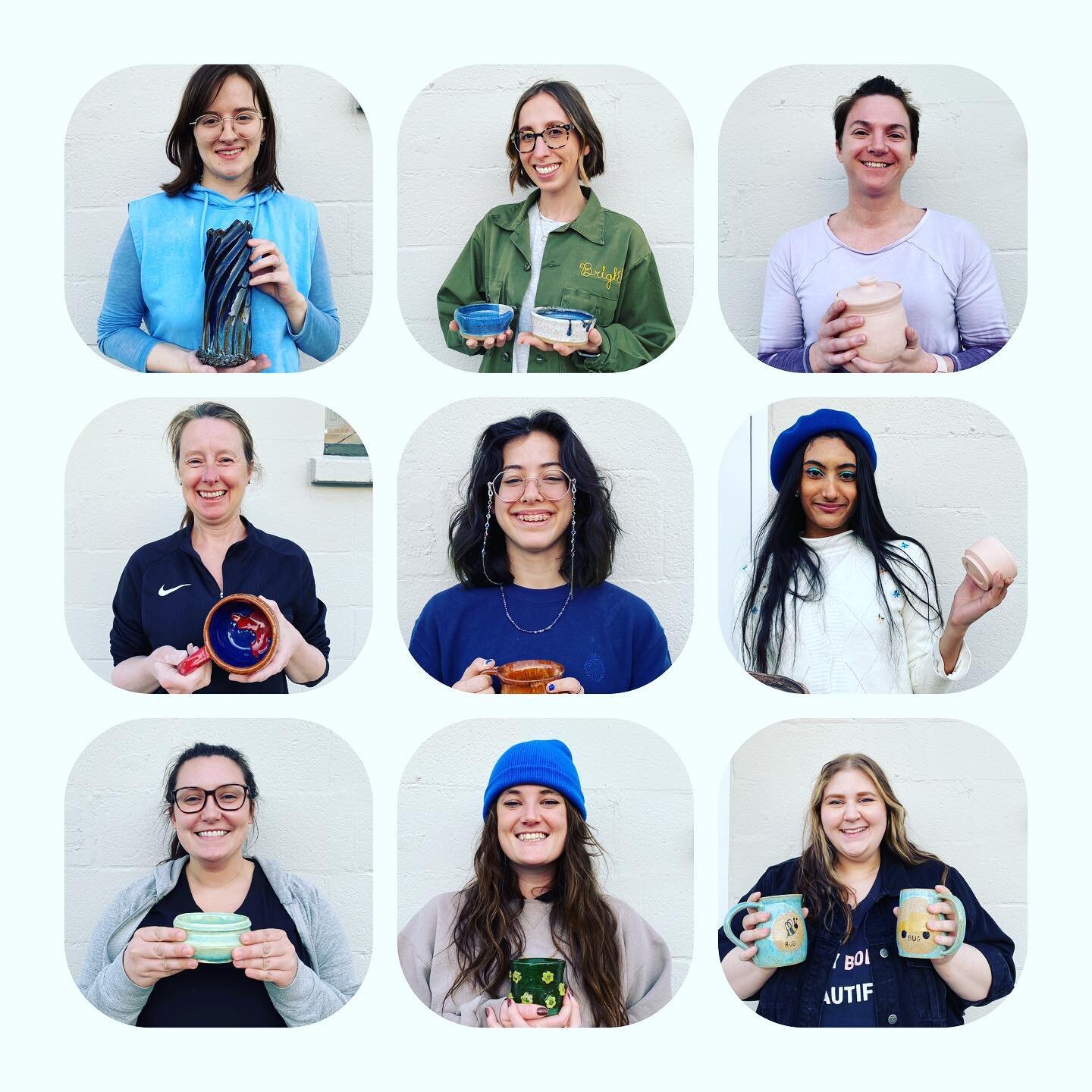 I love teaching pottery to adults. It takes courage to try something new and then to keep going. Look at these smiles from a snapshot of my students !🥰 We are on a two week break and then back to the @clayladycampus for next session. 

#teachingart 