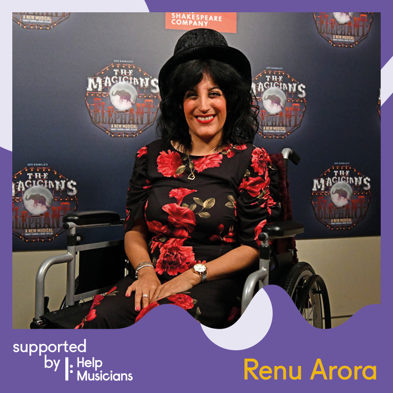 Renu Arora smiling having received Help Musiicians funding
