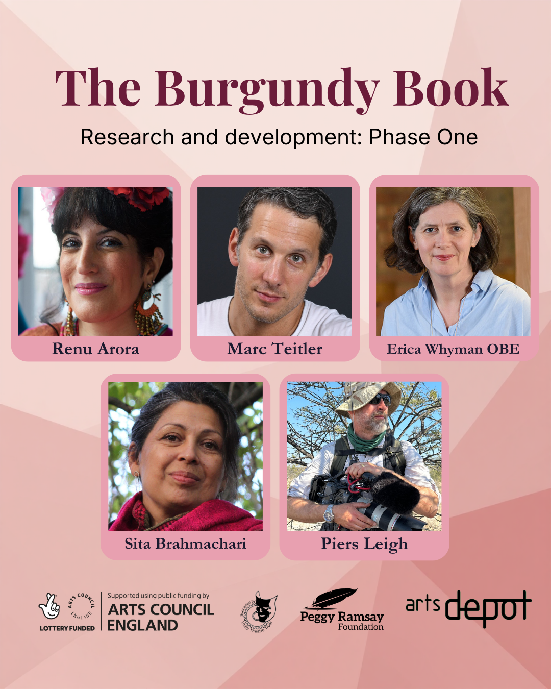 A tiled image of portraits with names of collaborators to the Burgundy Book