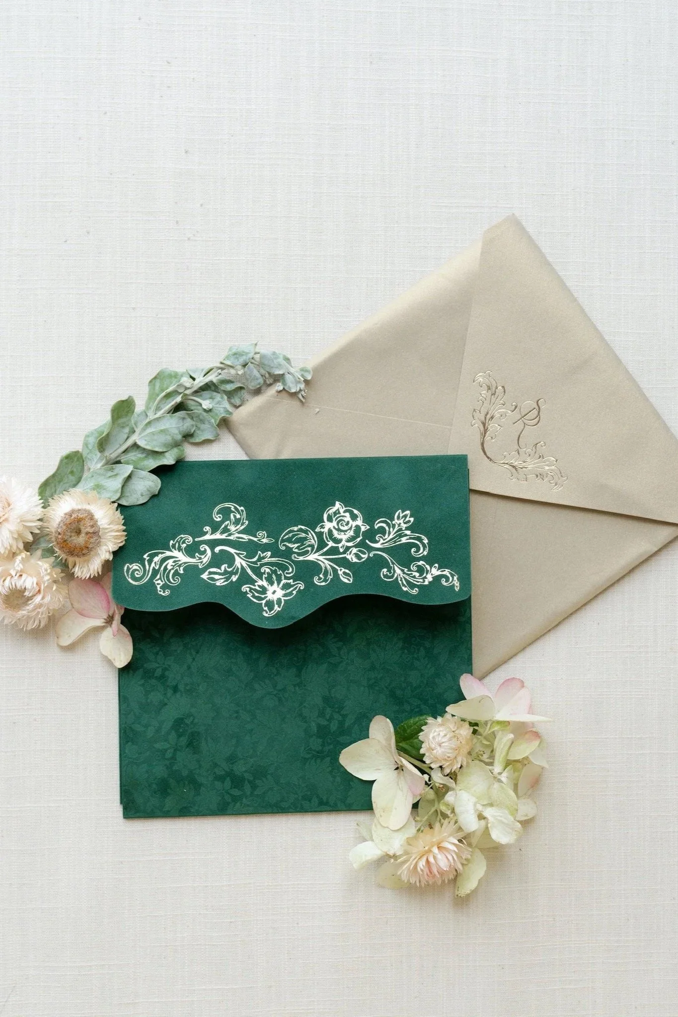 suede wedding invitation