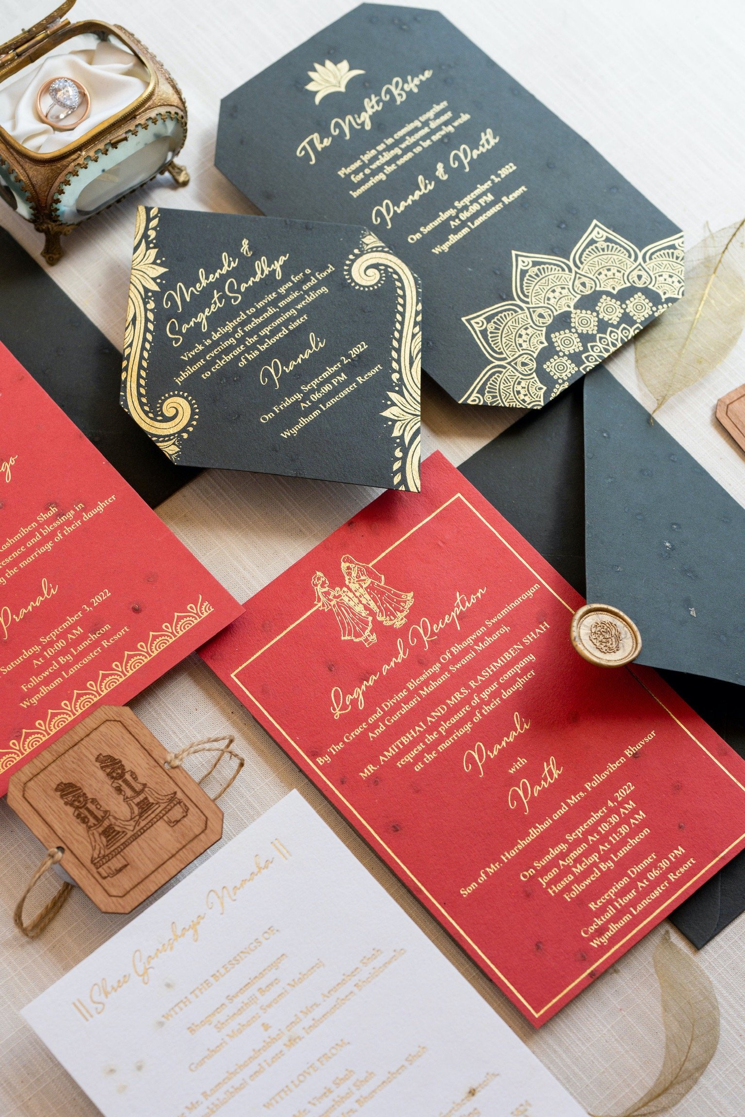 seed paper with gold foil printing