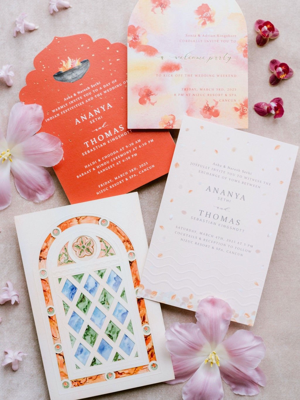 multicultural wedding invitation suite