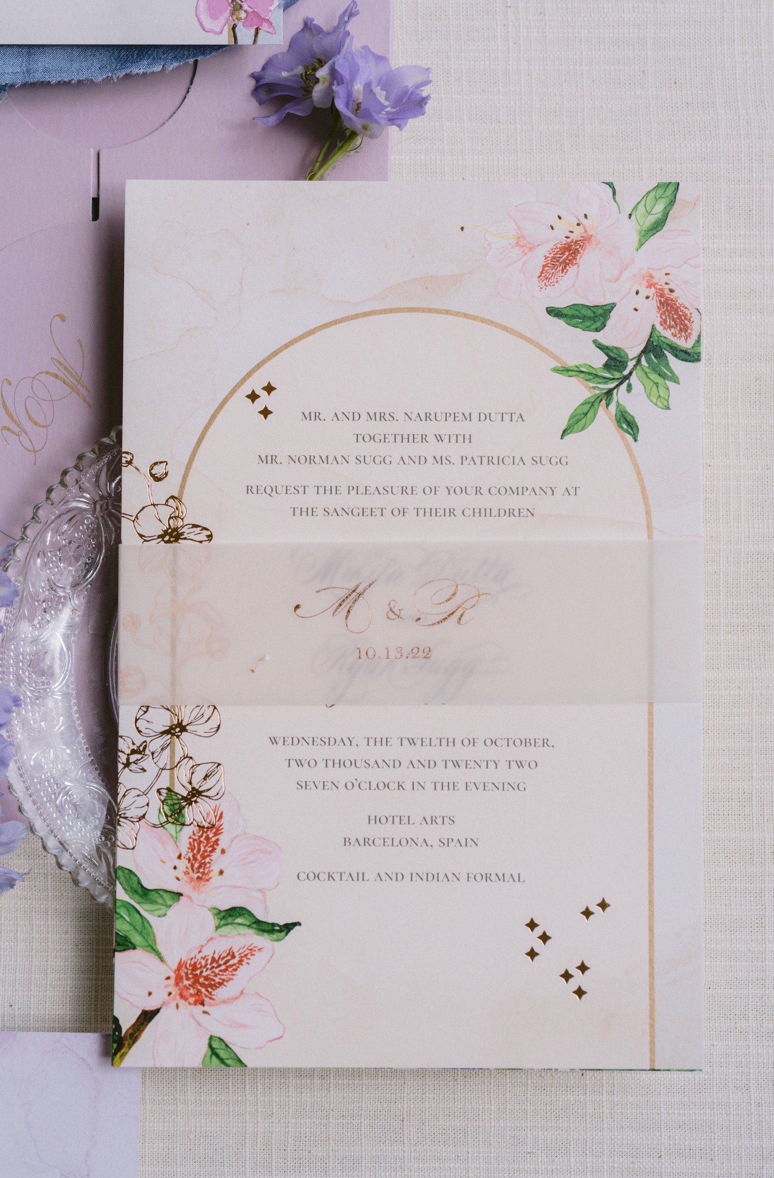 exotic flowers wedding invitations