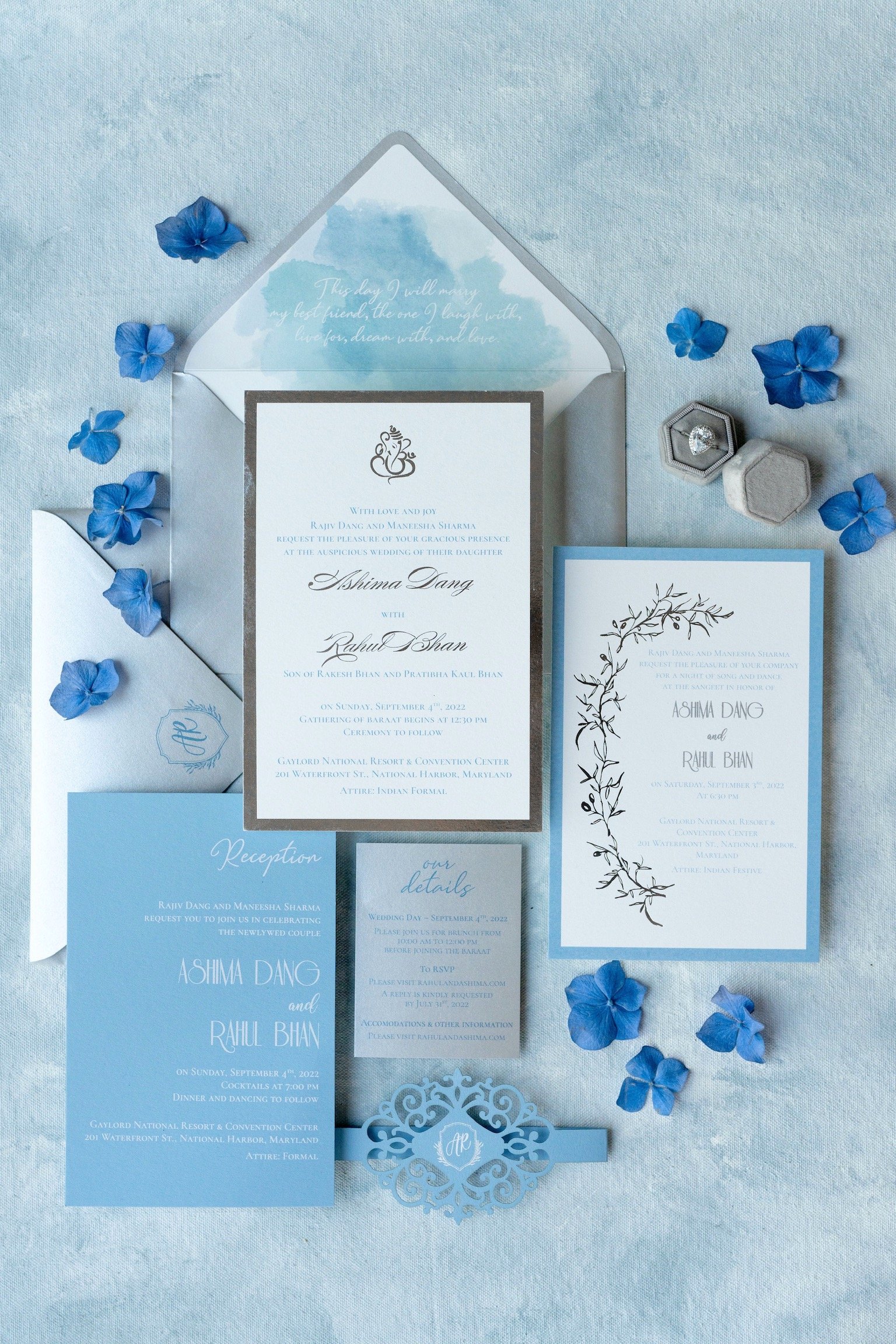 dusty blue wedding invitations
