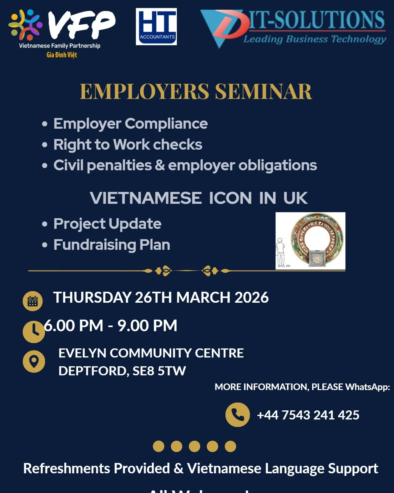 📢 ATTENTION BUSINESS OWNERS &amp; EMPLOYERS 🇬🇧🇻🇳
Are you 100% compliant with UK employment laws? Join VFP, the UK Government, and industry experts for a vital Employers Seminar in Deptford!

🛡️ WHAT&rsquo;S ON THE AGENDA:
✅ Employer Compliance 