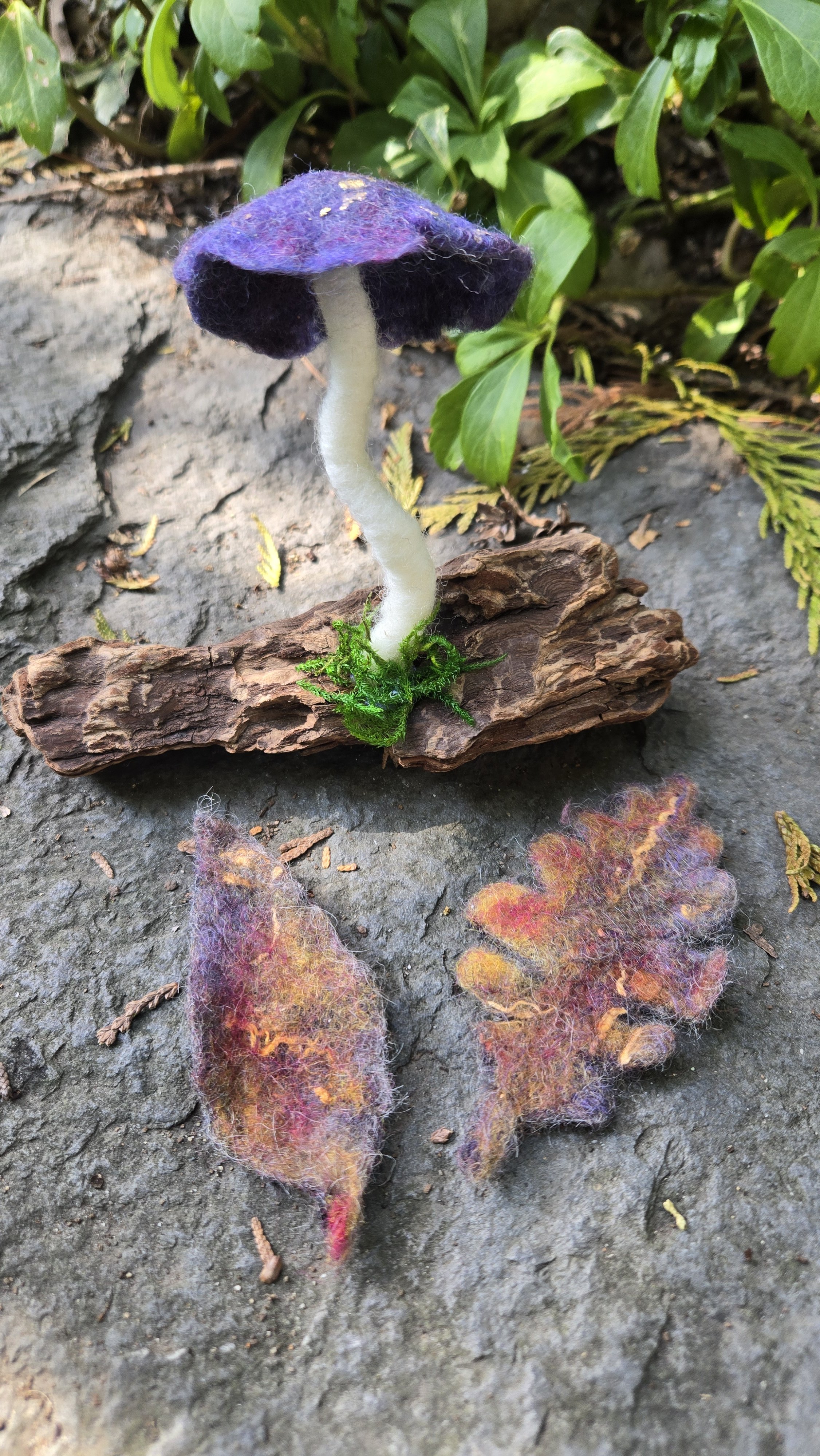 Autumn's Letting Go: Felted Leaves &amp; Mushroom Blooms