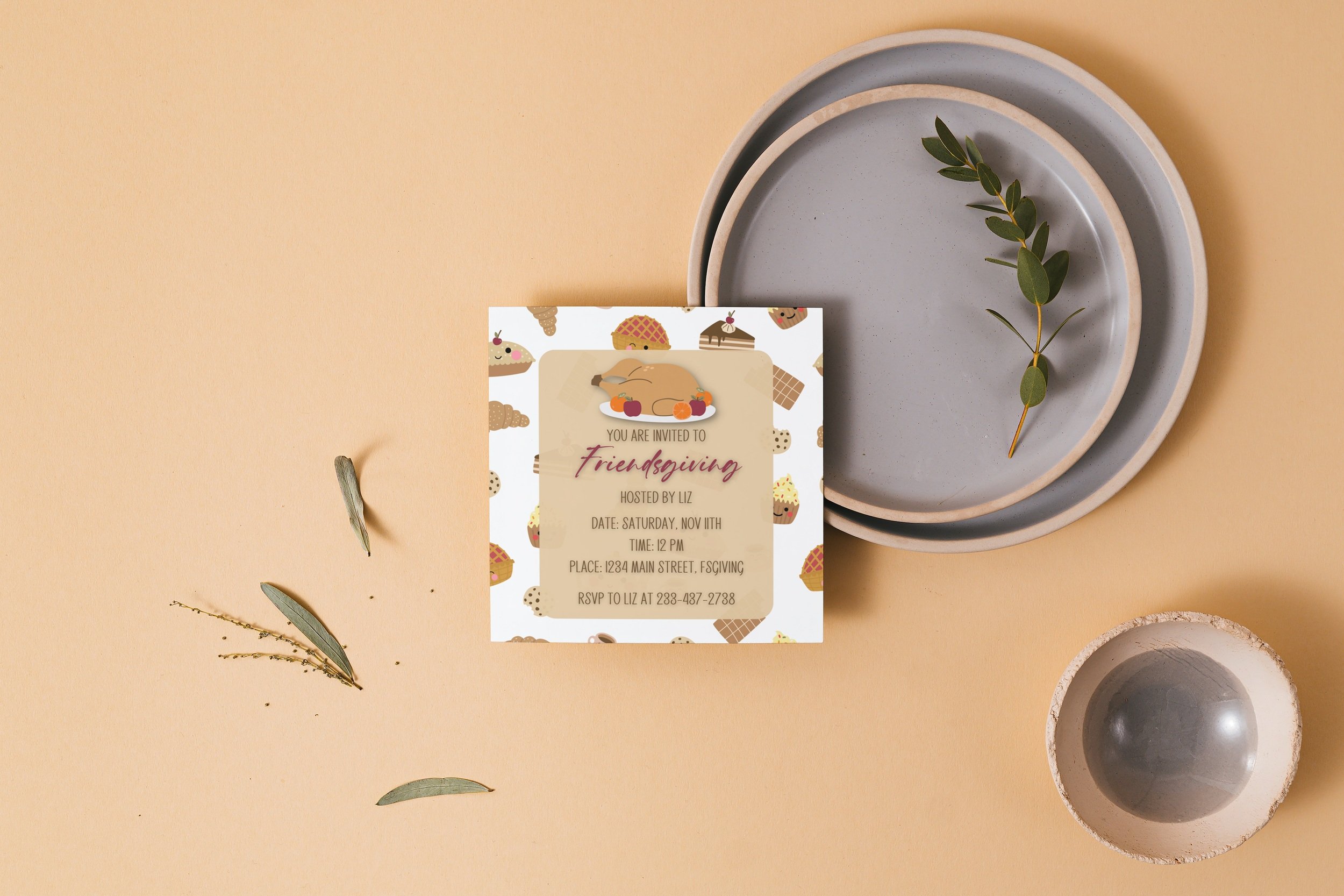 Digital friendsgiving/thanksgiving invite canva template