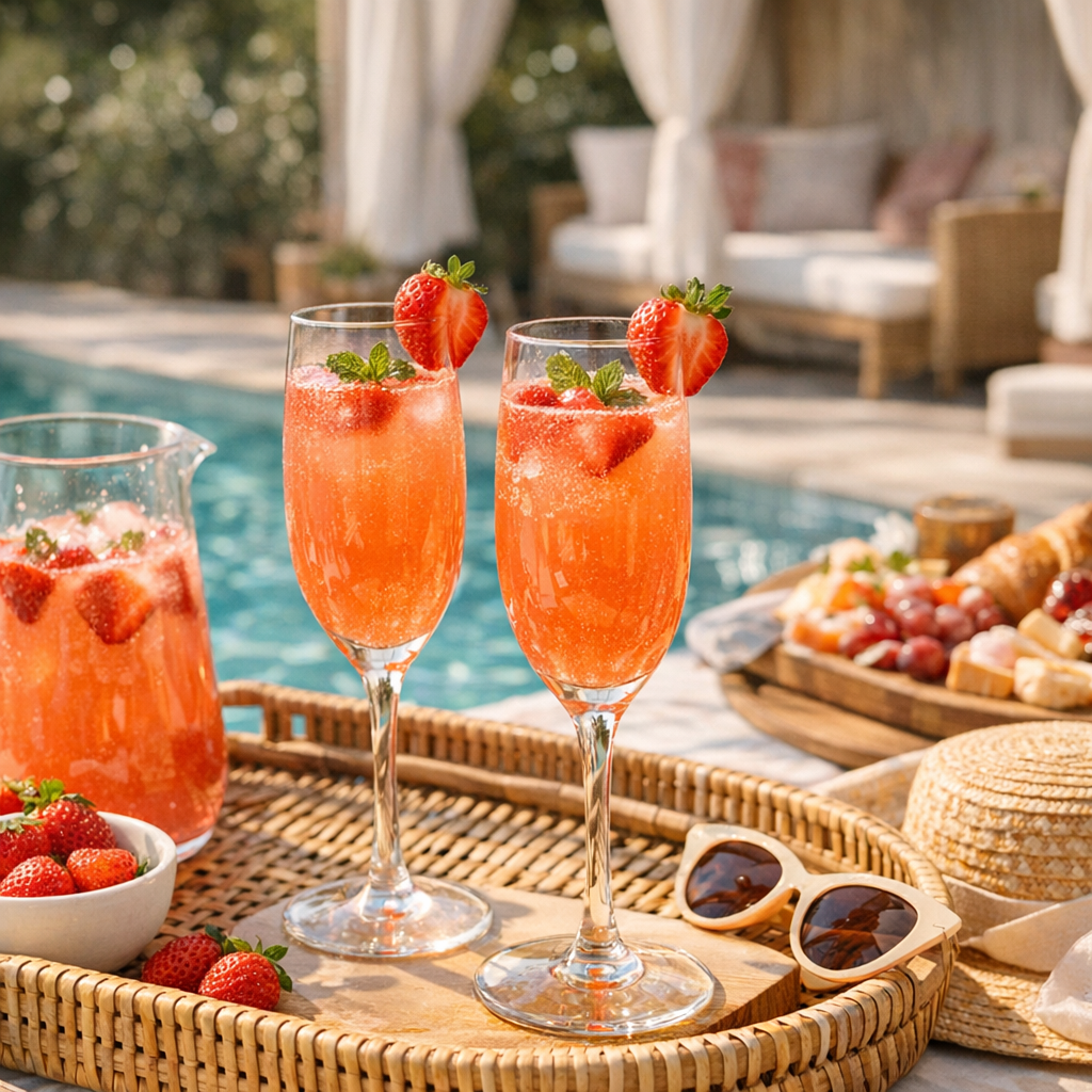 🍓 Poolside Strawberry Mimosa Brunch