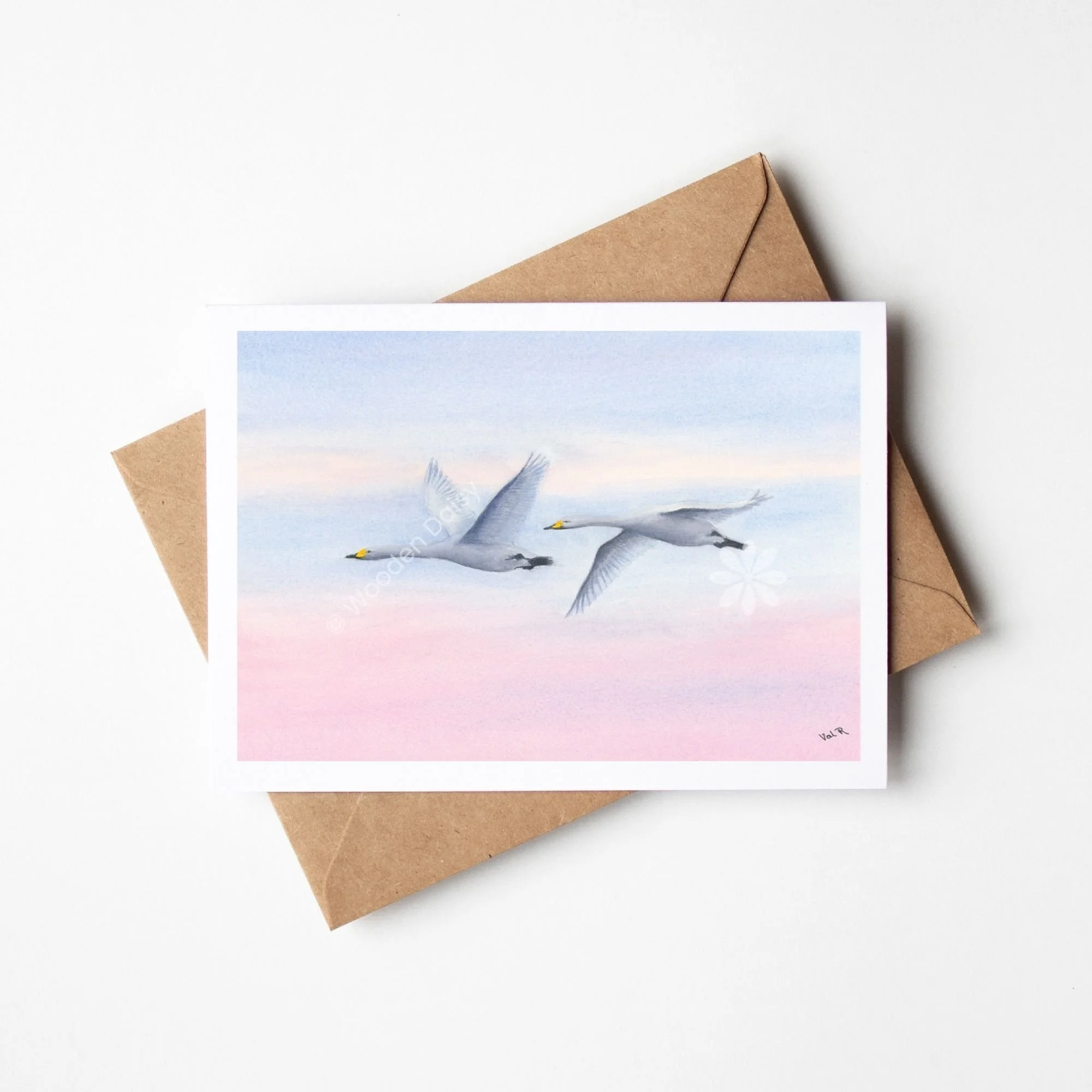Swans in Flight Greeting Card
