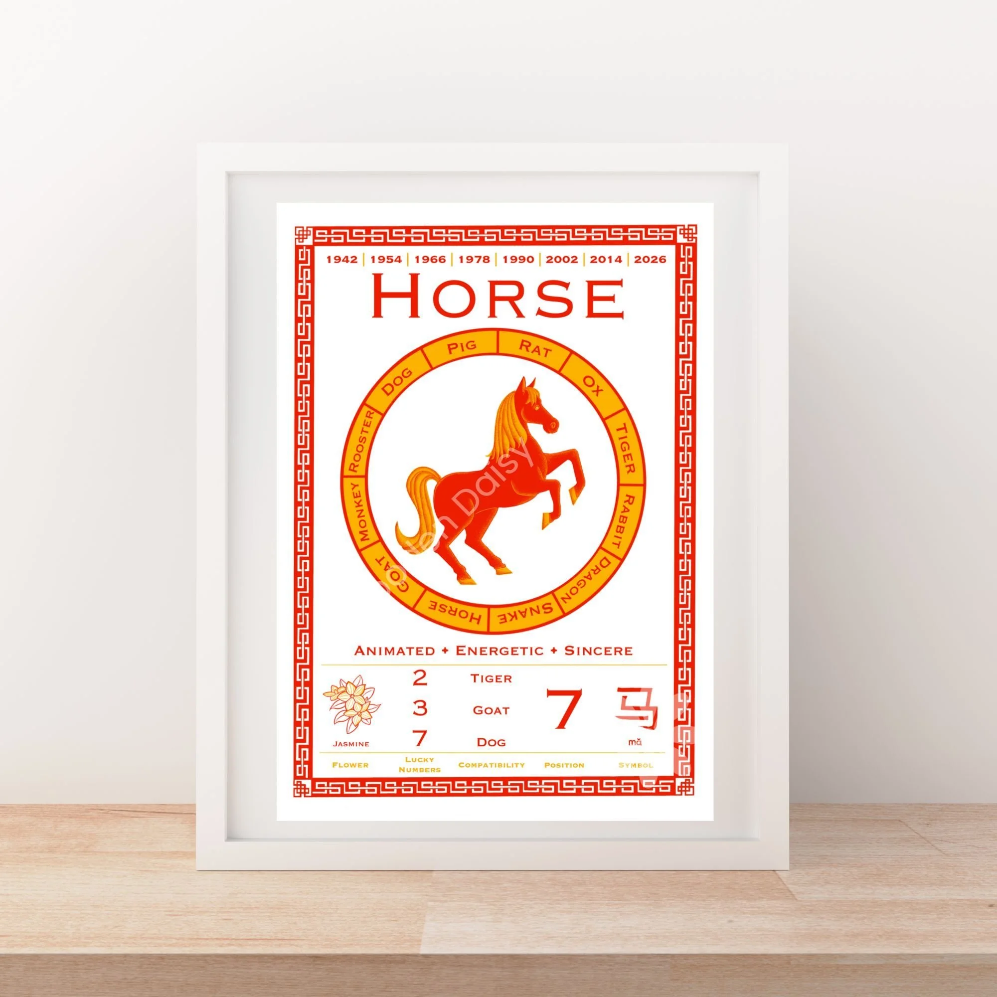 0166g Chinese Zodiac White HORSE ETSY 2000px frame mockup white shelf-watermarked.jpg