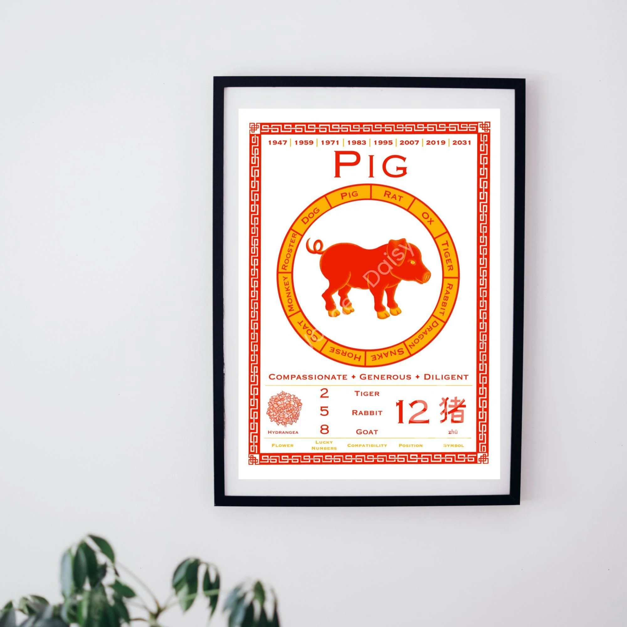 0166l Chinese Zodiac White PIG ETSY 2000px frame mockup - wall plant-watermarked.jpg