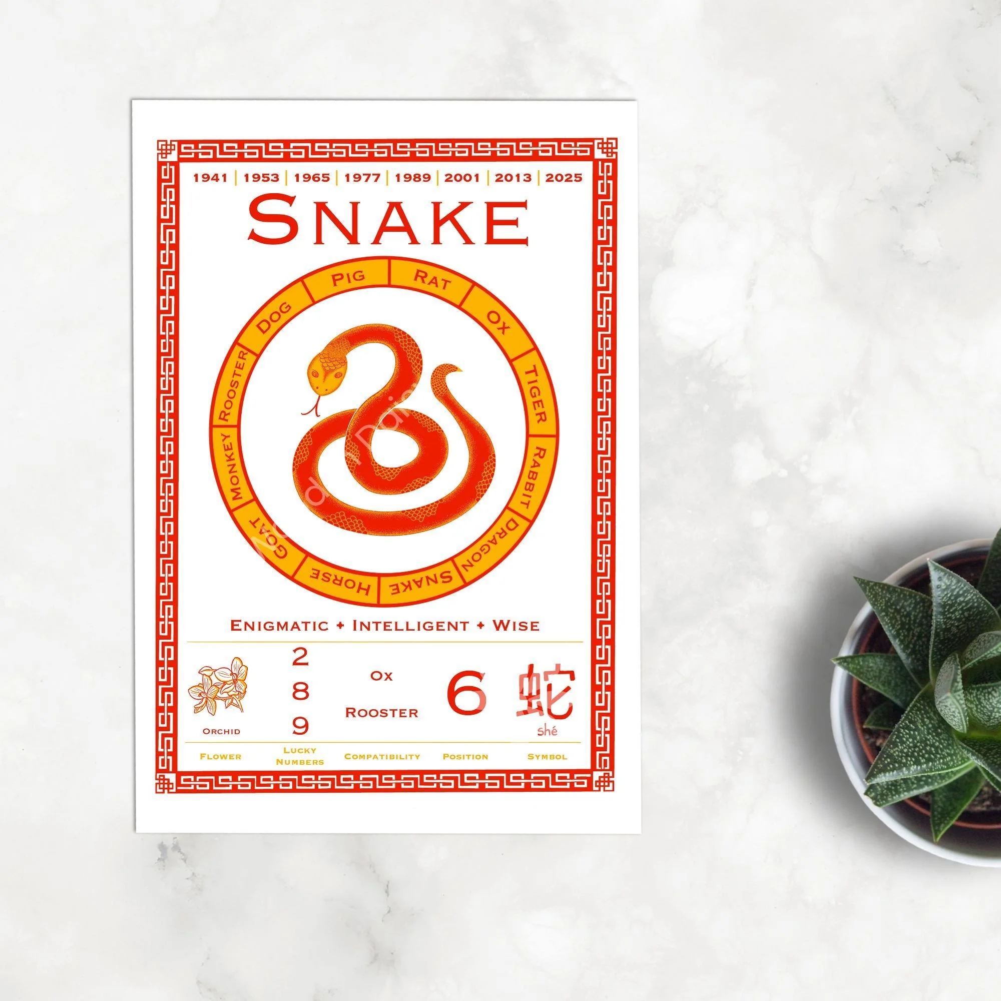 0166f Chinese Zodiac White SNAKE ETSY 2000px flatlay-watermarked.jpg