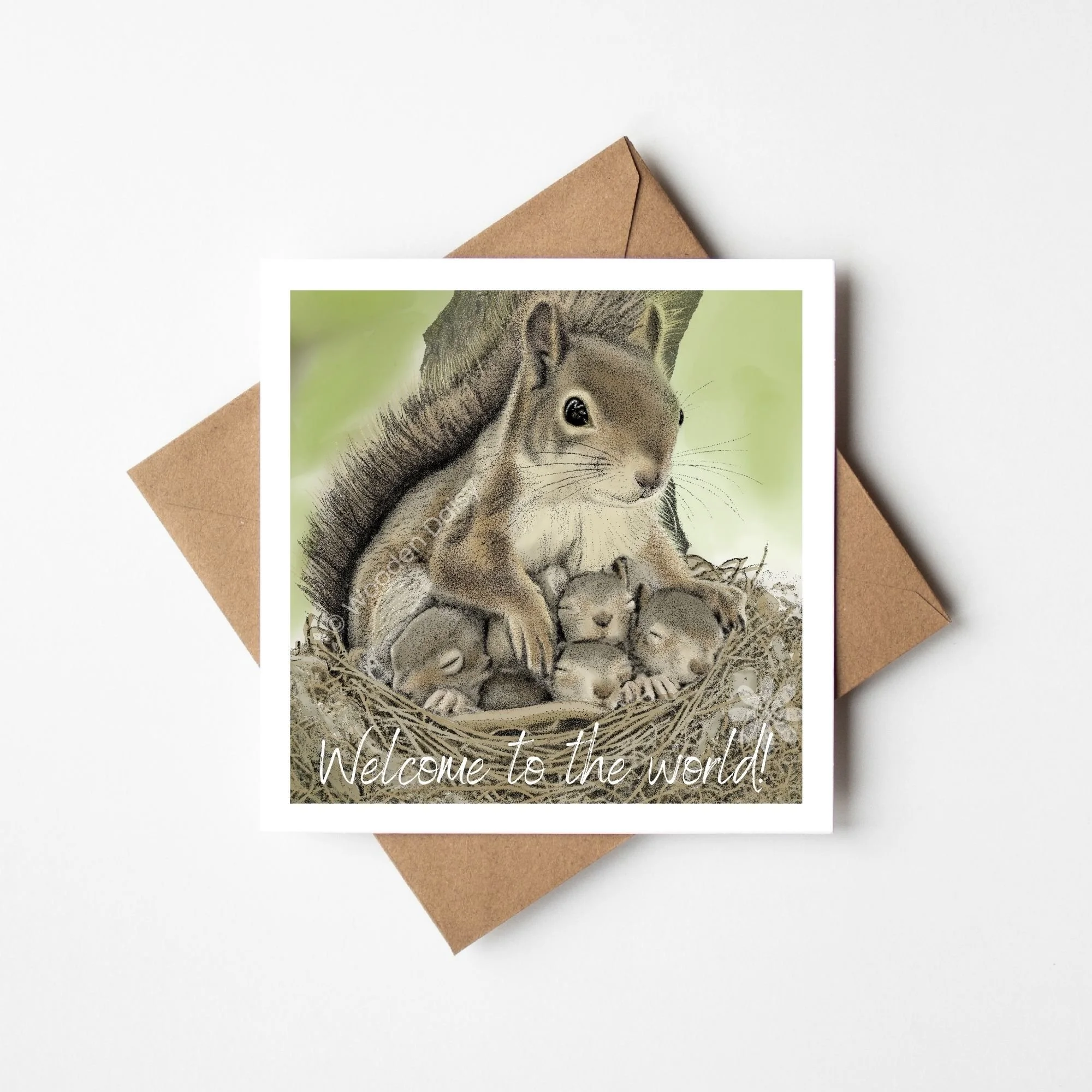 Squirrel Family - New Baby Congratulations Card