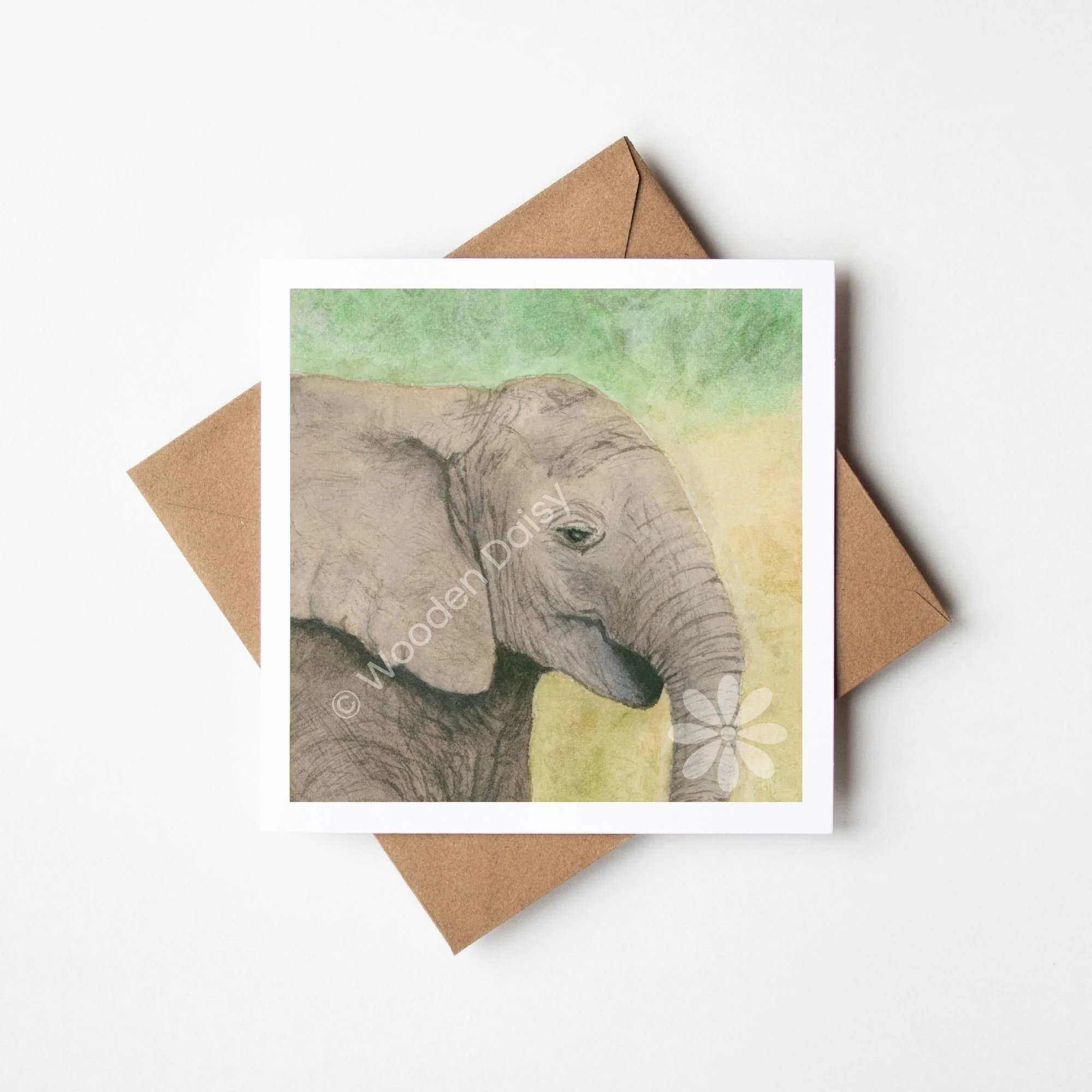 Elephant Calf Square Card
