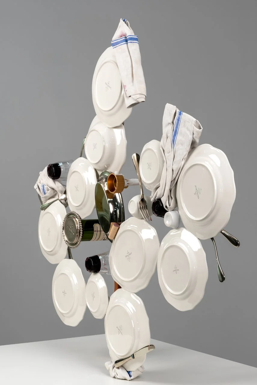 Sideways Dinner, 2026
Painted bronze, urethane, stainless steel, epoxy, cloth,
44 x 46 x 12.5 in
