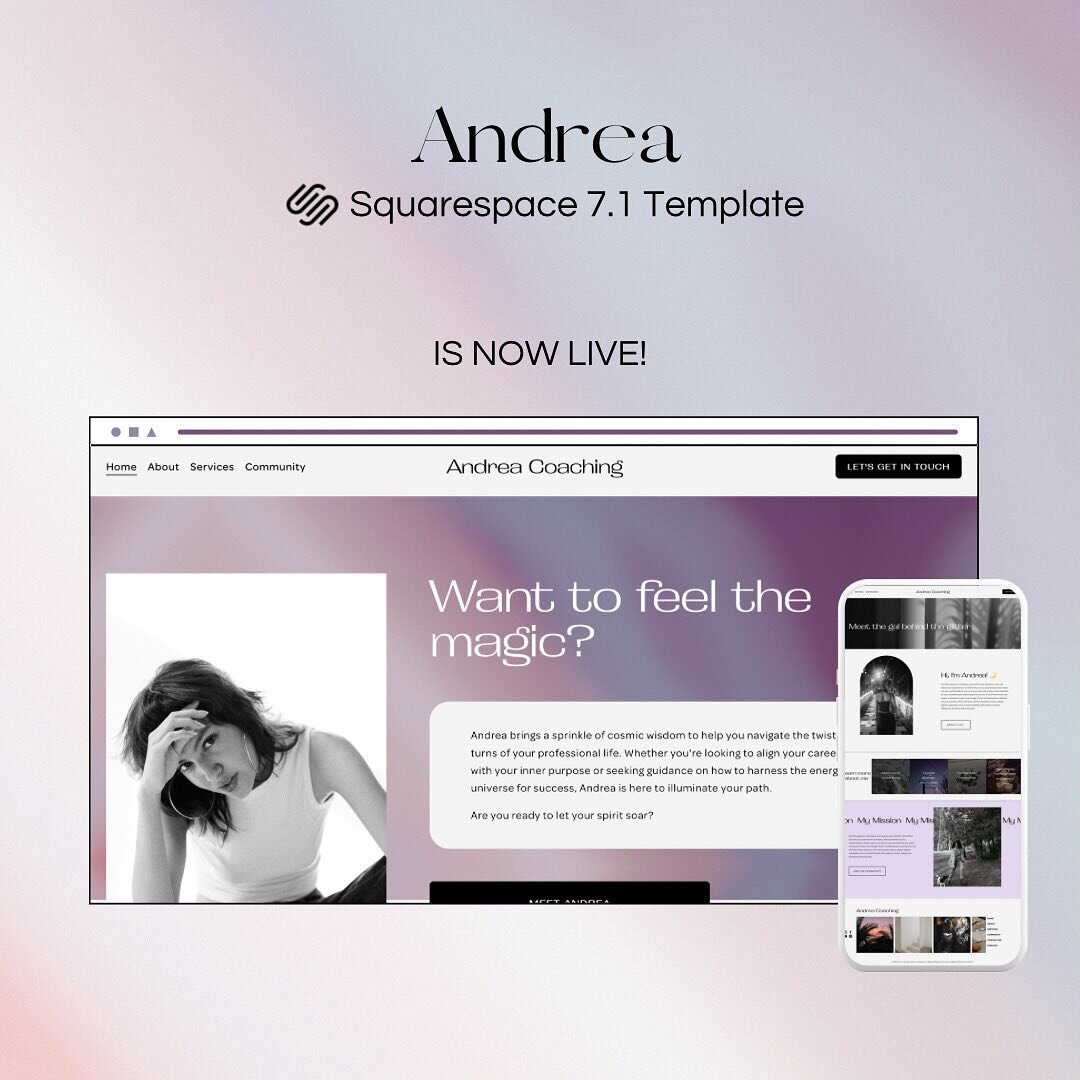 I DID IT ! I finished my first Squarespace template that&rsquo;s ready for purchase 🧾

This template is called ANDREA; it&rsquo;s a coaching template but with a witchy, astrology twist to it ! 🔮

Perfect for creative coaches, hypnotherapists, astro