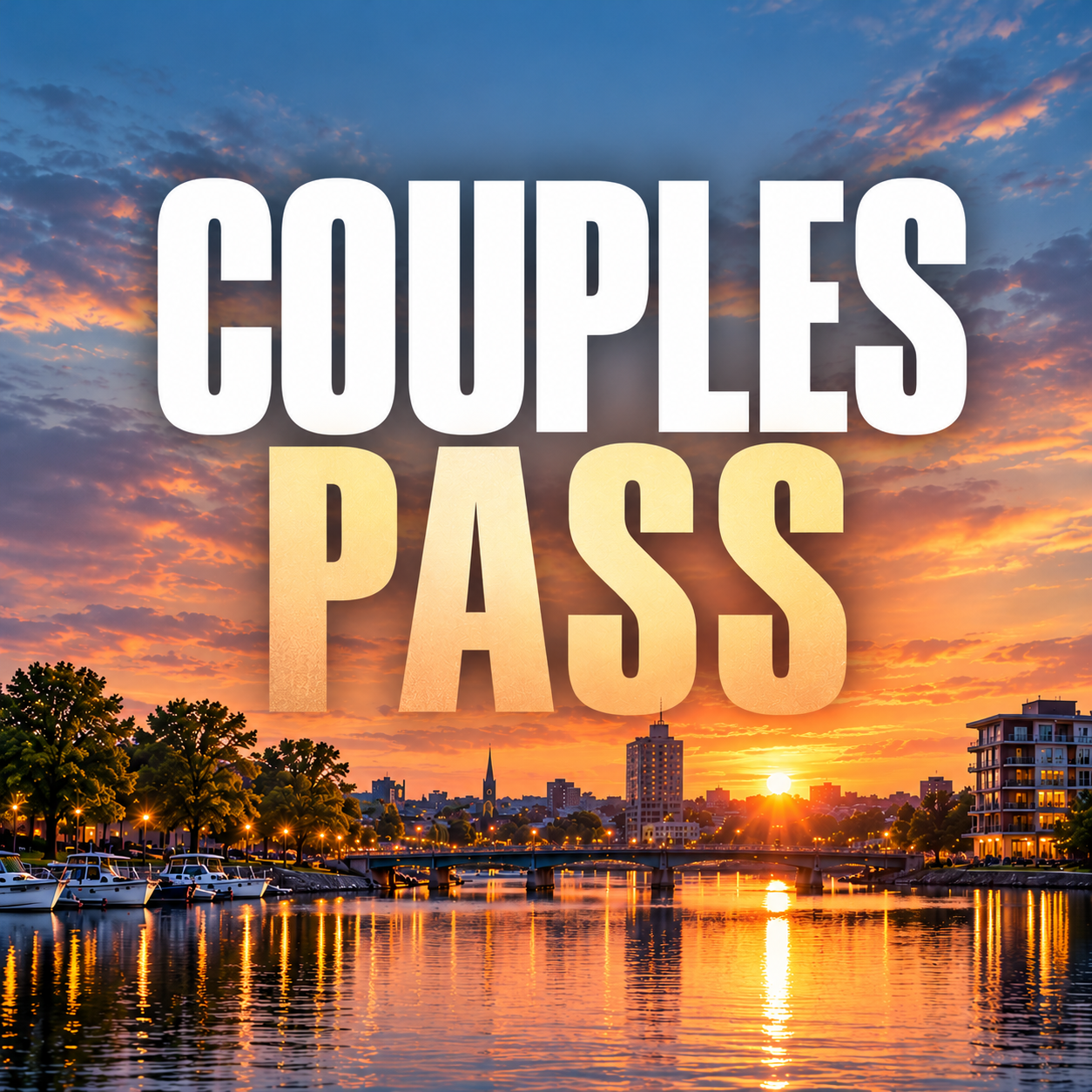 Golden-Hour Couples Pass by the Waterfront.png