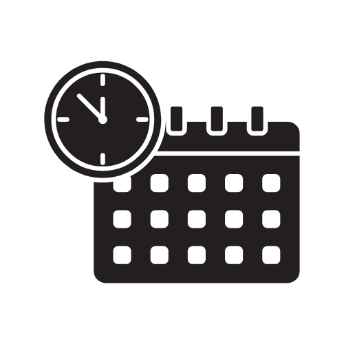 Clock and calendar icon representing schedule or time management.
