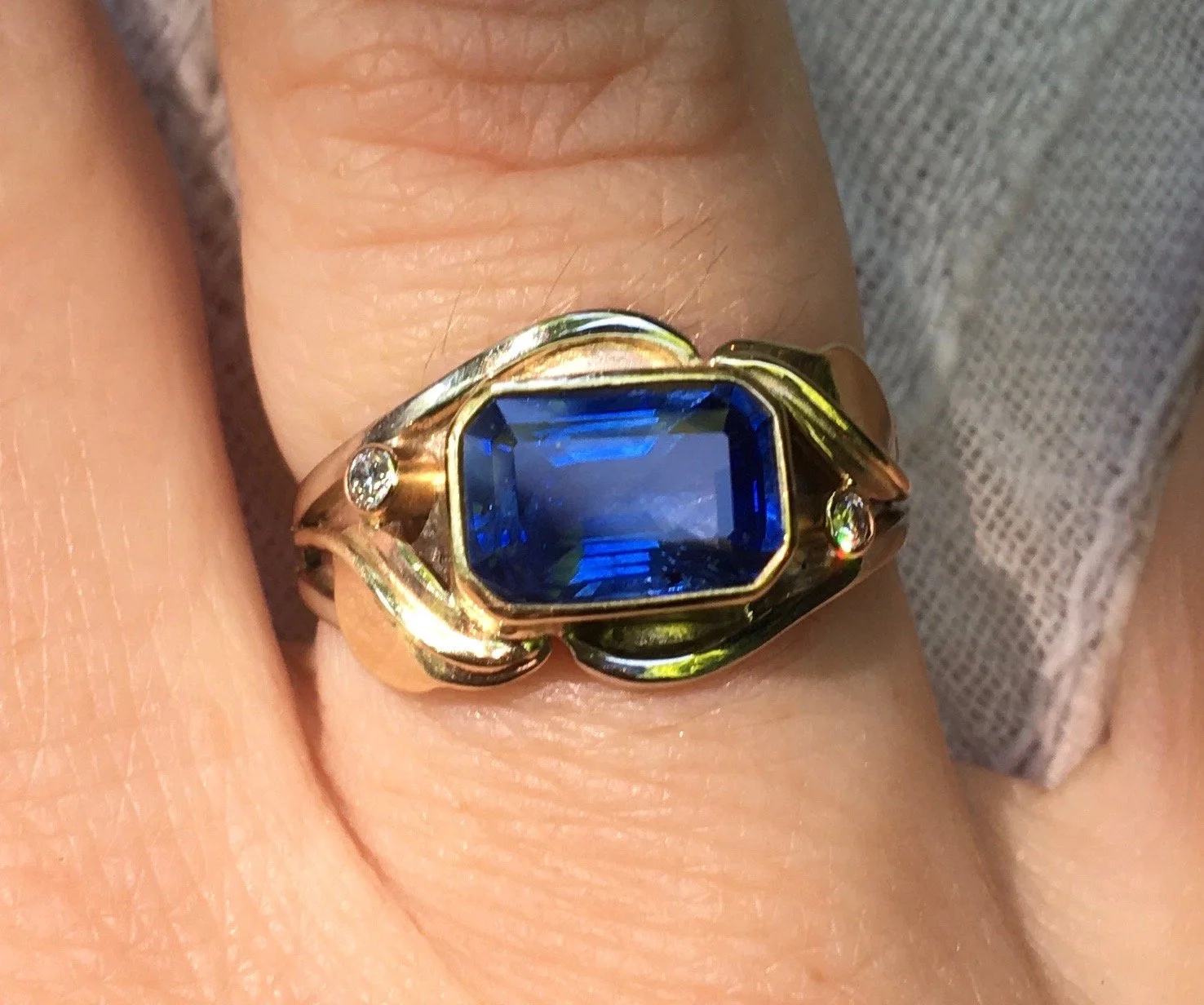 Sapphire with Diamonds Ring