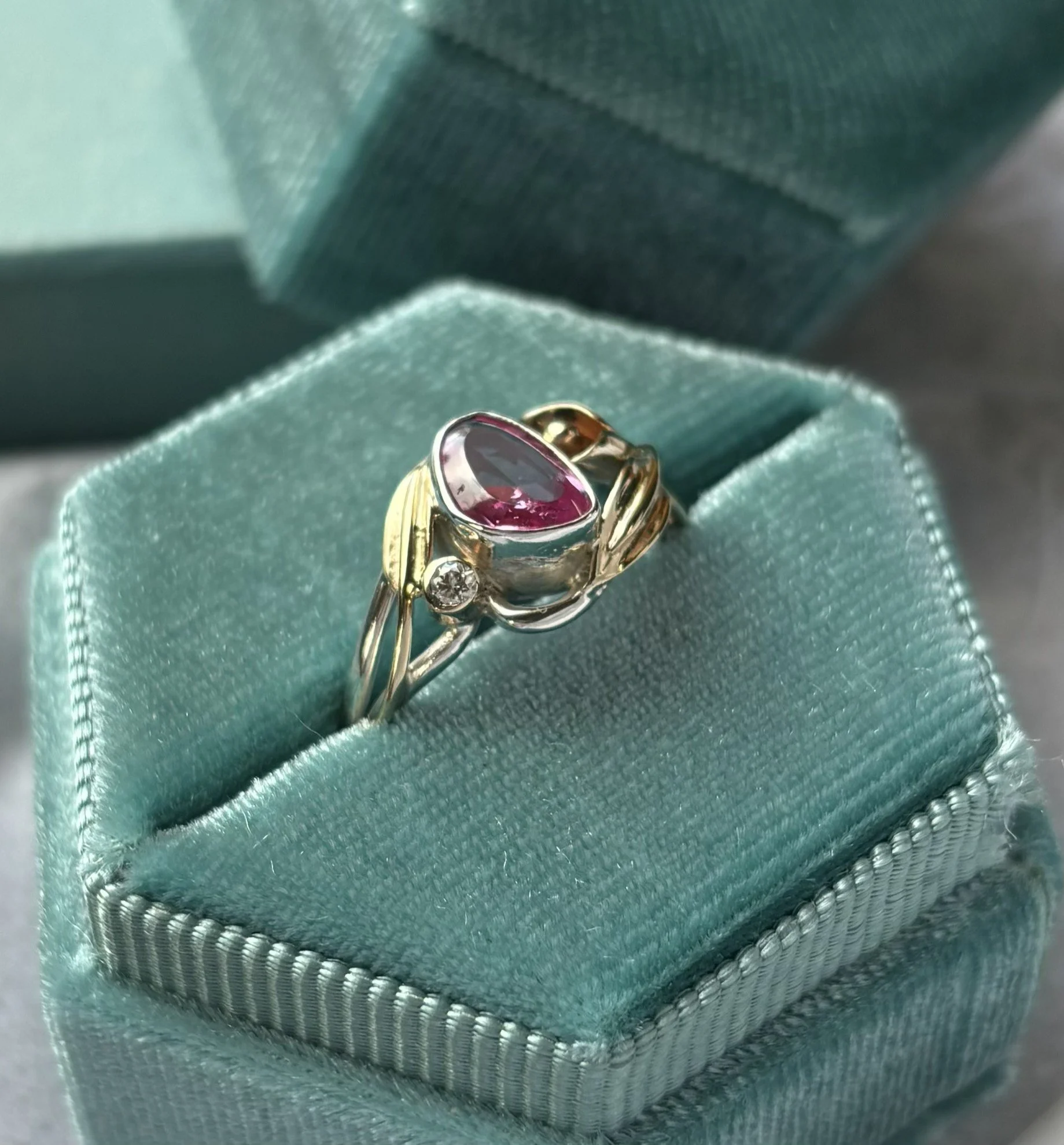 Pink Sapphire with Diamond Calla Lily Ring
