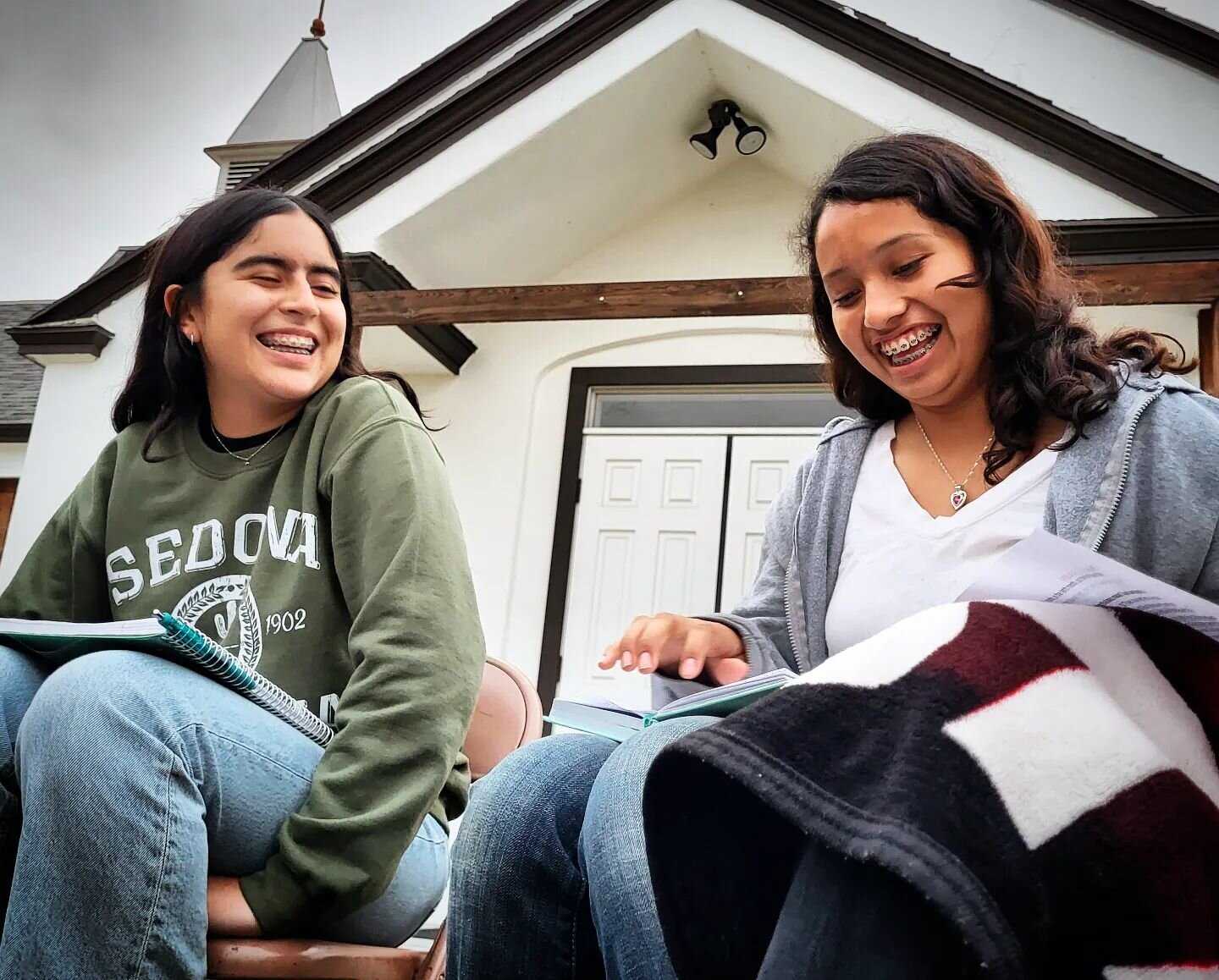 No power. No problem. 

A power outage didn't stop us. We gathered outside the church and had a wonderful study of scripture led by Lucy and Madison. 

We can have patience and trust in God, for He has great things set for us!