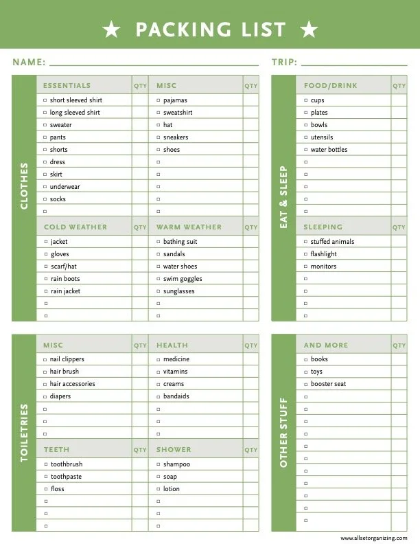 Packing List