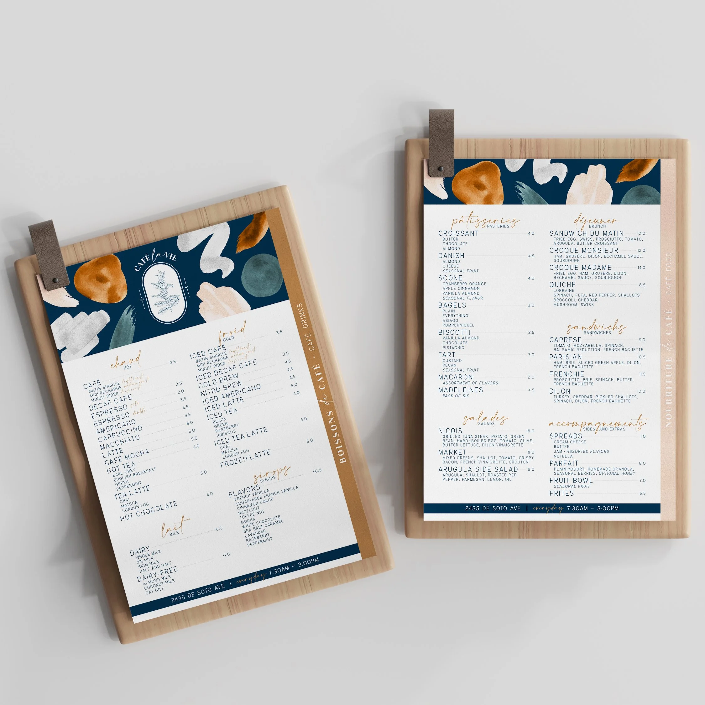 Café Beverage and Food Menus