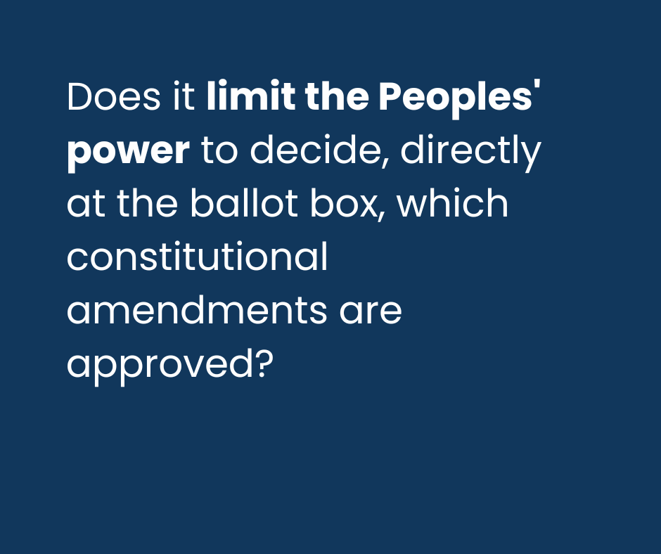 Question about whether constitutional amendments limit the people's power to decide at the ballot box.