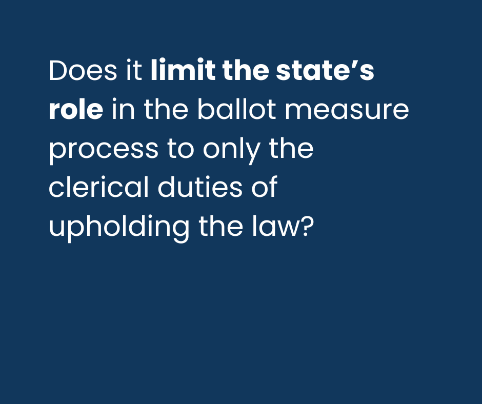Question about the state's role in ballot measure law.