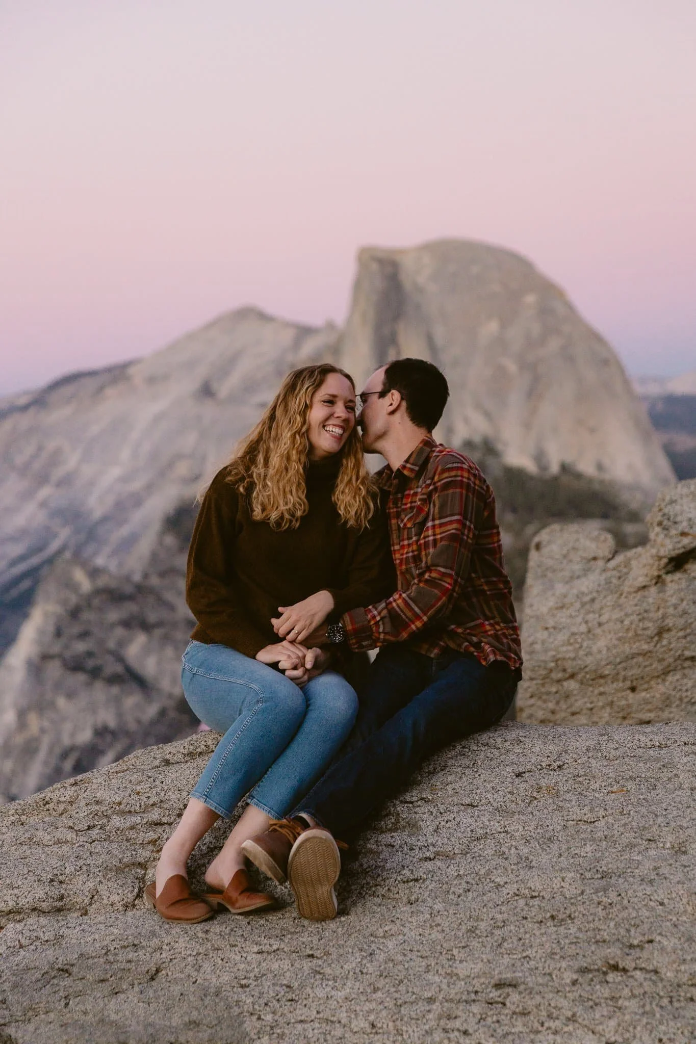 Couple at Glacier Point Yosemite — California elopement photography at sunset