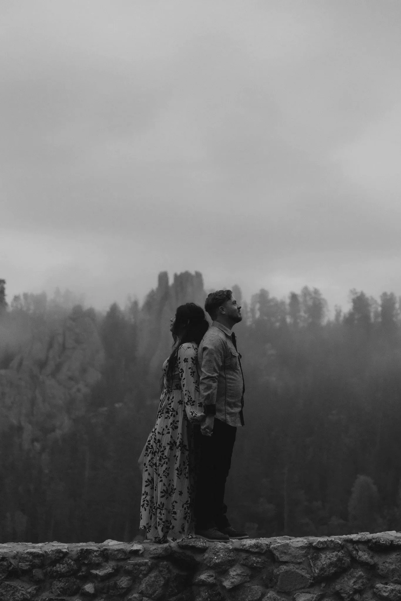 Midwest Wedding Photographer Custer State park engagement photos at sunset in the fall.