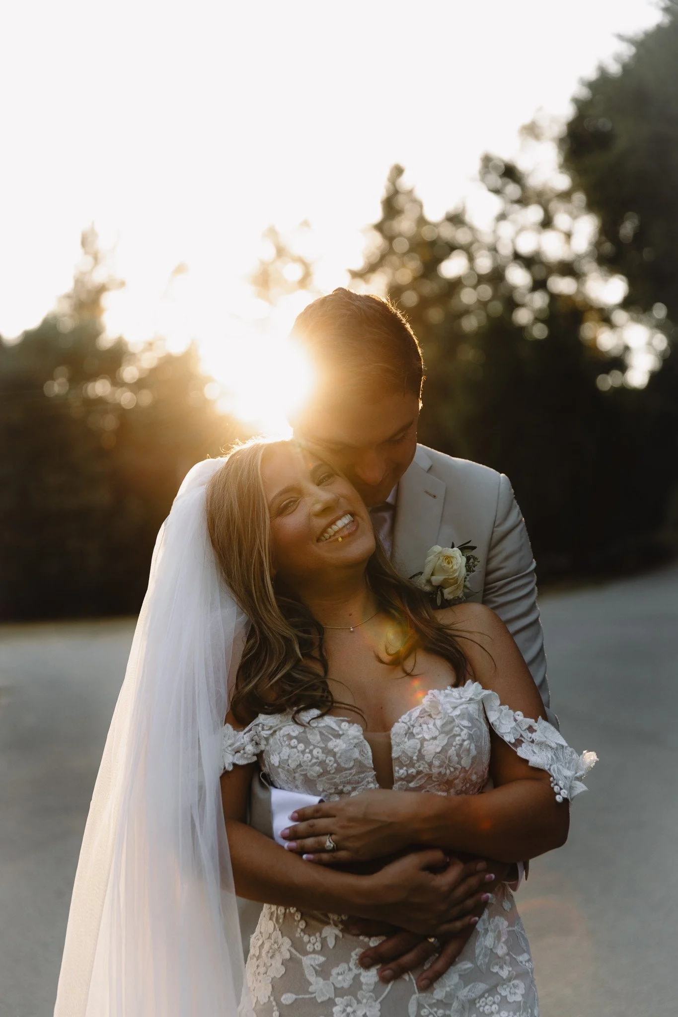 editorial wedding photographer bride and groom golden hour portrait Amphitheater of the Redwoods Santa Cruz California