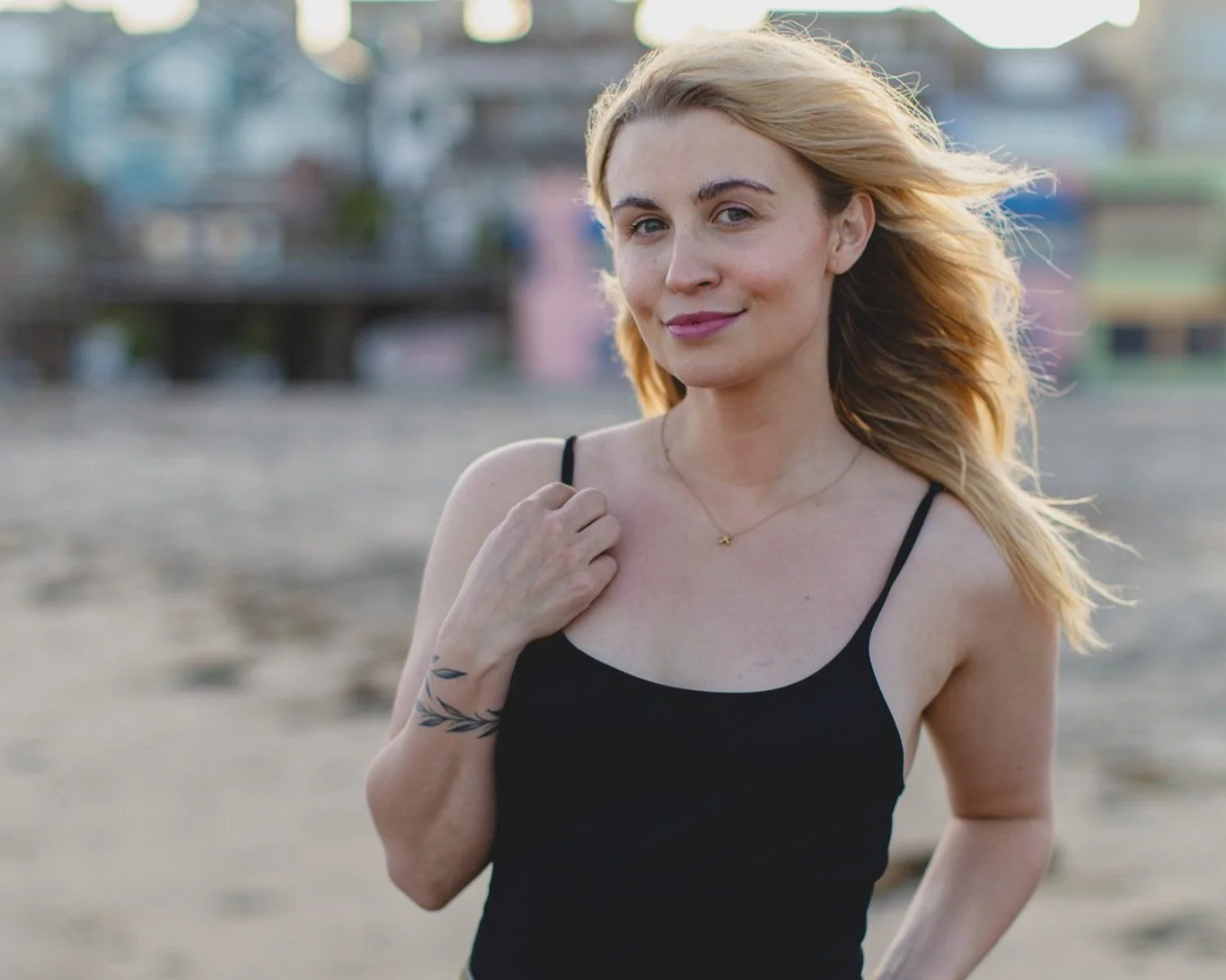 Headshot at Capitola, California near Santa Cruz of blonde wedding photographer