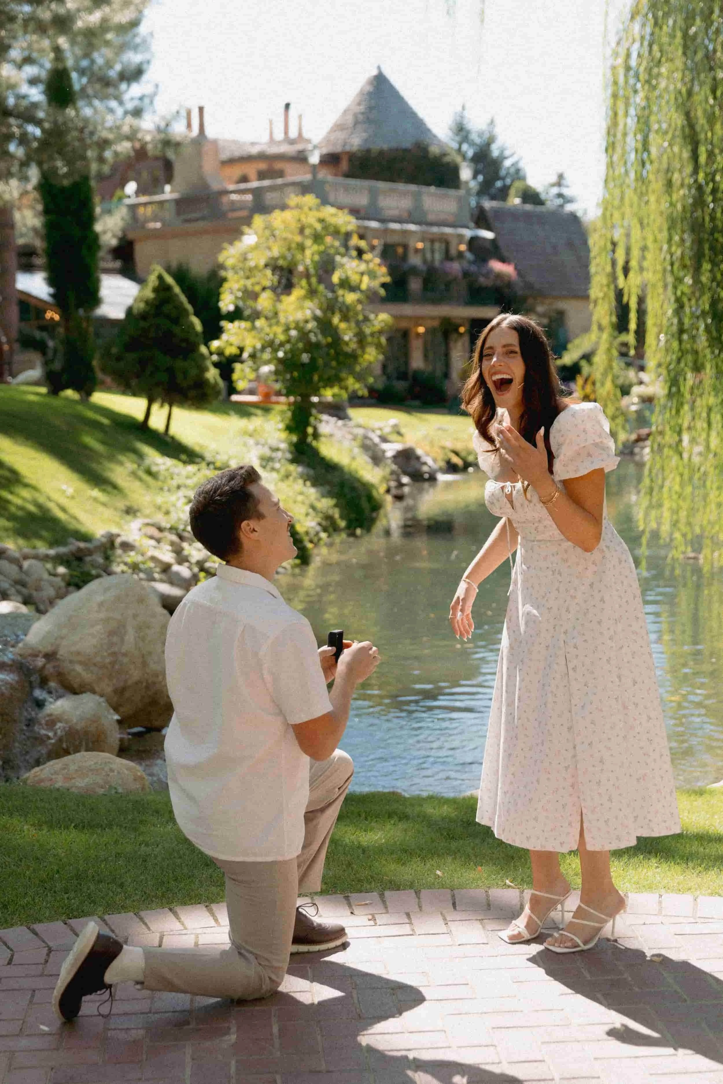 Proposal photography by East Coast wedding photographer at garden estate