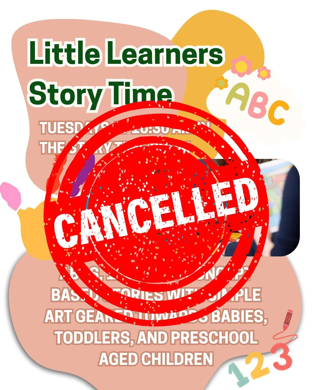 Little Learners Storytime is CANCELLED TOMORROW !! The storytime room will be closed for a school trip from 10-11 AM on 10/21.
#little #littlelearners #storytime #cancelled #cancelledevent #library #midlandpark #midlandparklibrary
