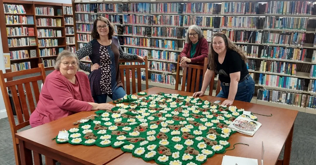 Because every stitch is better with friends. Our Needlecraft Group joined forces to help one member complete her adorable creation!⁠
⁠
Join us on Monday Mornings in the private study room, from 11 am to 12 pm⁠
⁠
#knit #crochet #crocheting #knitting #