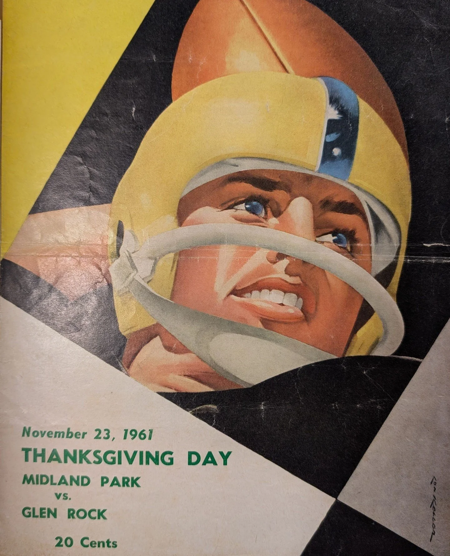 Nothing like a little bit of Thanksgiving football, whether it's a high school game or a backyard match! Check out the cover of this November 23, 1961, football program when Midland Park went up against Glen Rock.⁠
⁠
#thanksgiving #thanksgivingday #t