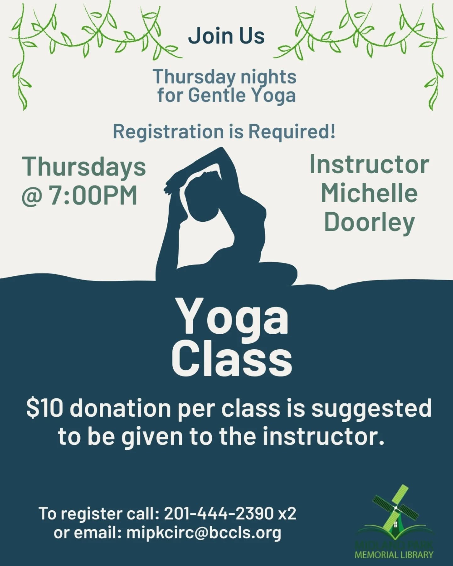 We will be hosting Yoga tonight at 7 pm! It's a gentle class to help you refresh 🌱 Call, dm, or email to register.~~
⁠
#publiclibrary #yogaclass #libraryprogram #yoga #freeevent