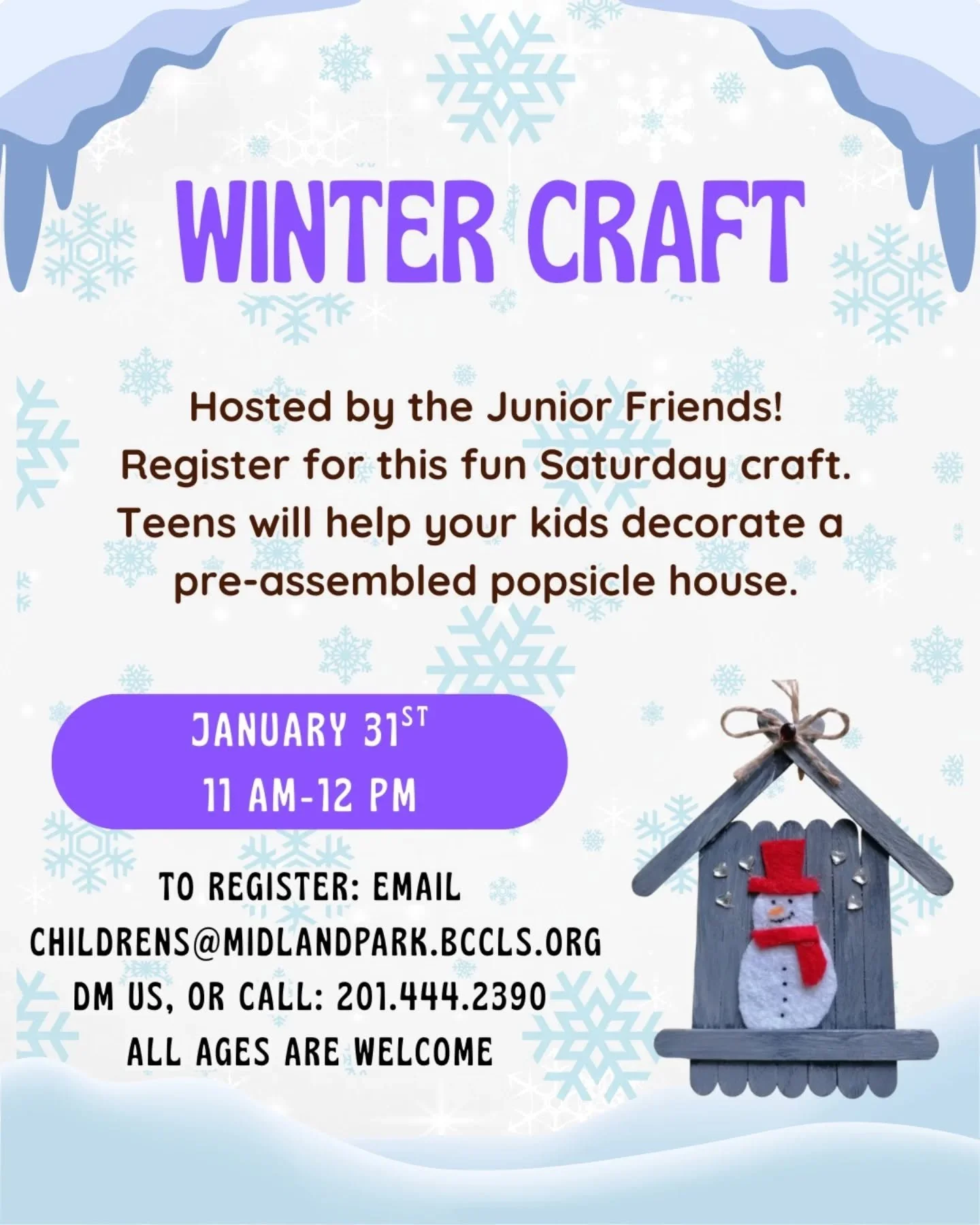This Saturday, our Junior Friends will be hosting a winter craft for the younger members of our Midland Park community!! Registration is required, so be sure to email, call, or dm us!!⁠
⁠
#artsandcrafts #wintertheme #wintercraft #childrensprogram #vo