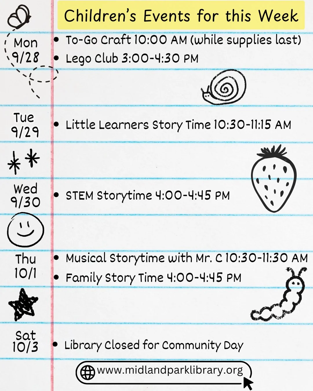 Join us at Midland Park Memorial Library for one of our children's programs this week!